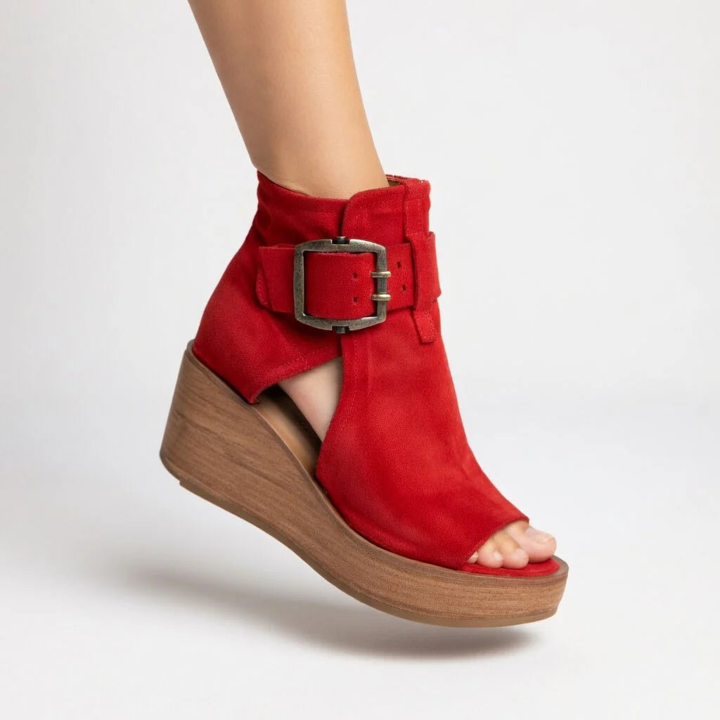 OLGA - BOTINES COMPENSADOS ABIERTOS ESTILO MODERNO
