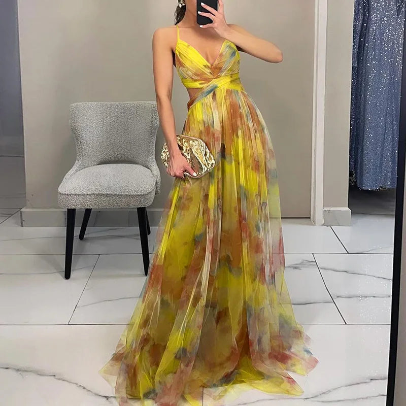 Giselle | Maxi Vestido Encantador con Estampado Floral