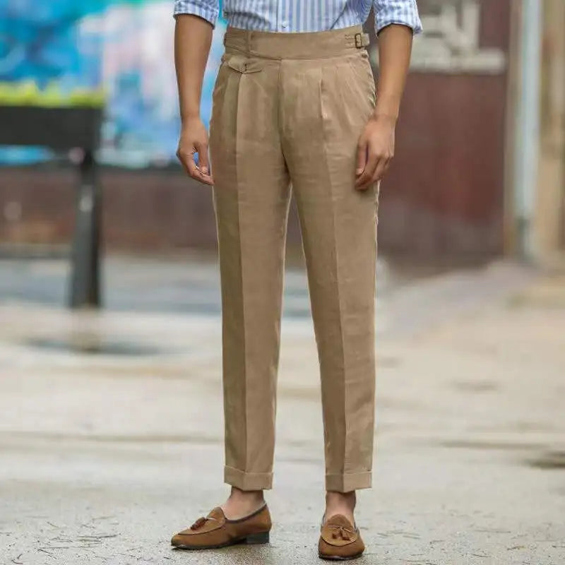 Pantalones De Lino Tailor Made De Cintura Alta Para Hombre