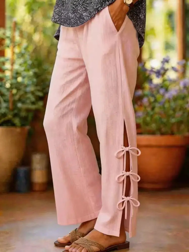 Lyara™ | Pantalones De Pierna Ancha Con Abertura Lateral
