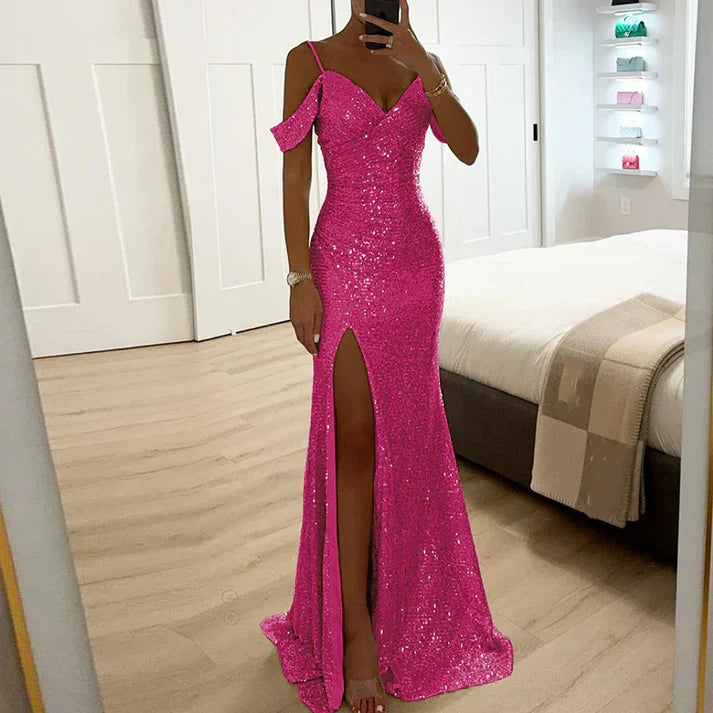 Lorena | Vestido De Fiesta Con Lentejuelas Sin Tirantes
