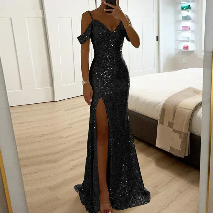 Lorena | Vestido De Fiesta Con Lentejuelas Sin Tirantes