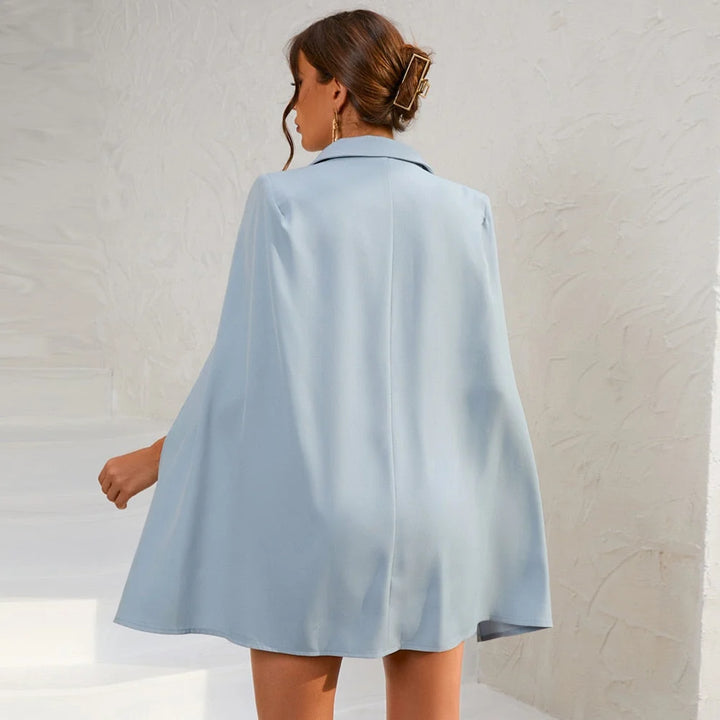 Minivestido Blazer-capa Femenino – Estilo Ajustado Con Cinturón Para Oficina Y Eventos Nocturnos