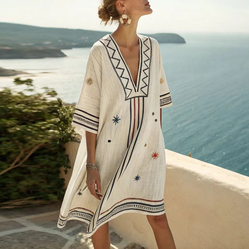 Vestido De Praia Floral Essencial De Verão