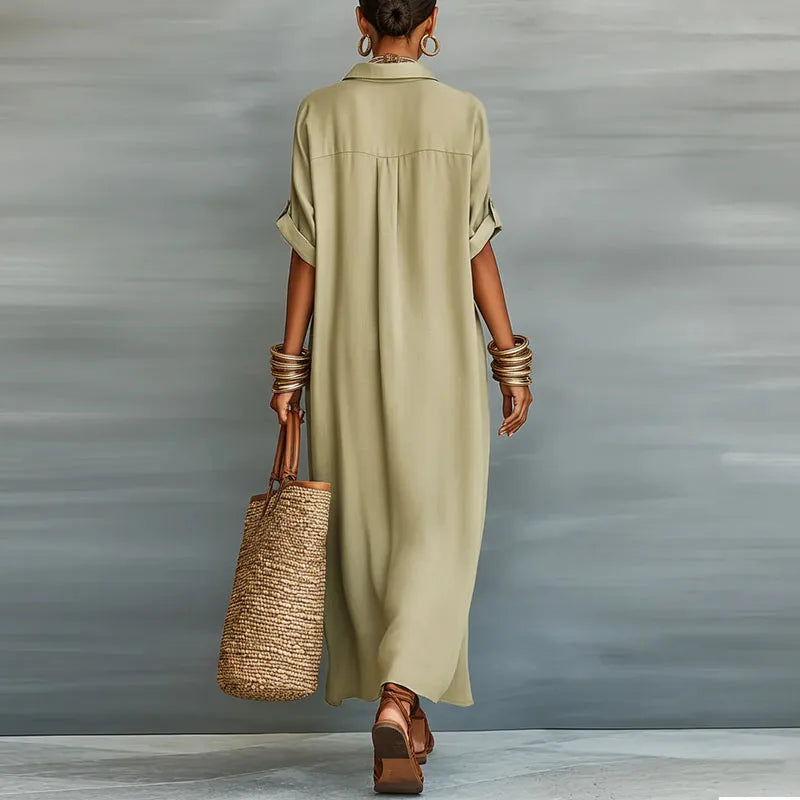 Anastasia | Vestido Comprido Tipo Camiseiro com Botões