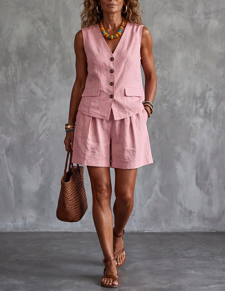 Fitted Vest And Relaxed Shorts Set