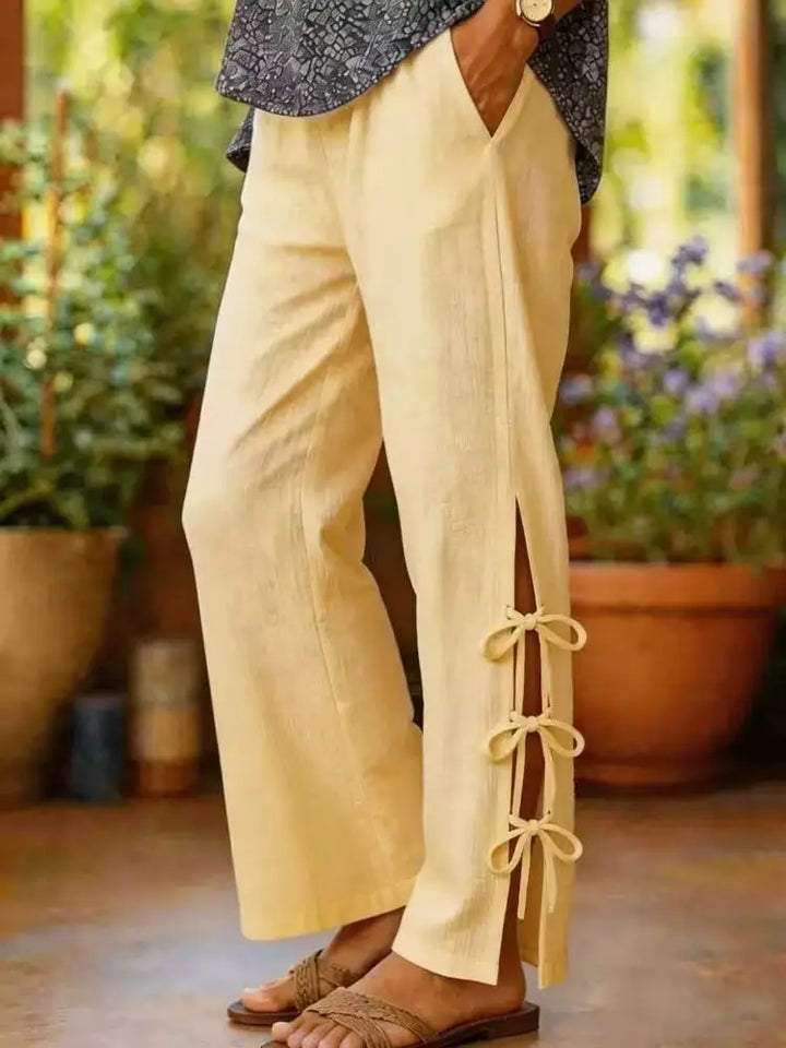 Lyara™ | Pantalones De Pierna Ancha Con Abertura Lateral