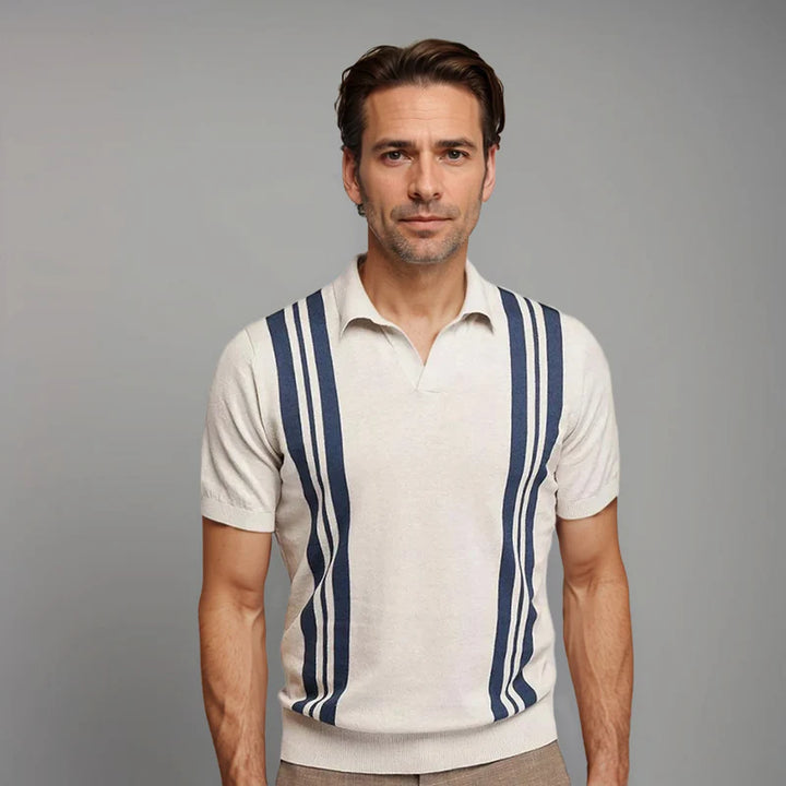 Polo Masculino De Punto A Rayas - Camisa Tailored Casual Y Elegante De Verano