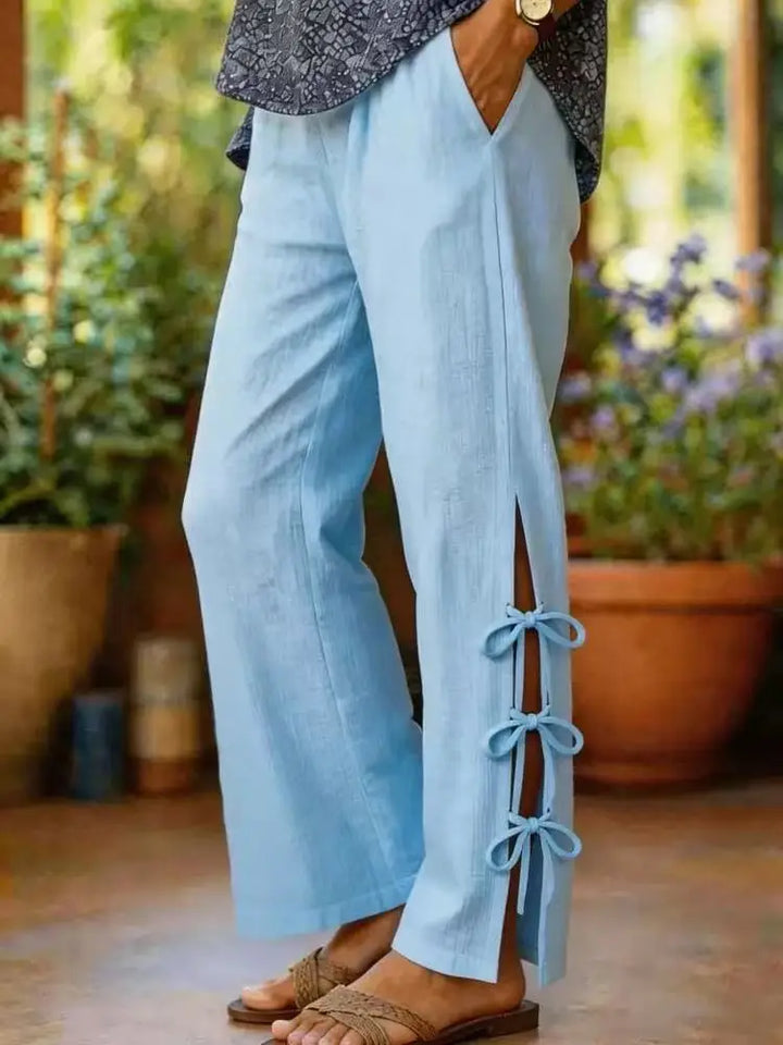 Lyara™ | Pantalones De Pierna Ancha Con Abertura Lateral