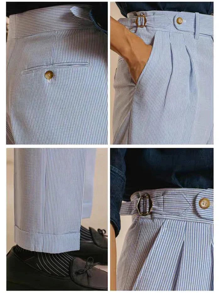 Pantalones Con Pliegues De Cintura Alta Para Hombre - Ajuste Estructurado Tailor Made