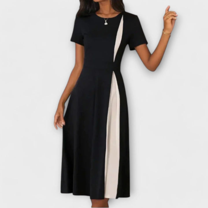 Diana - Vestido Midi Negro Y Blanco
