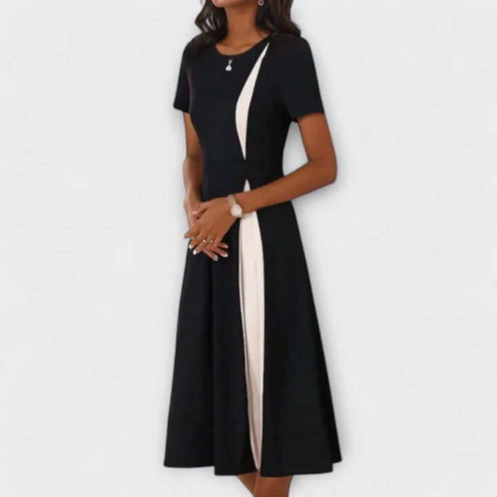 Diana - Vestido Midi Negro Y Blanco