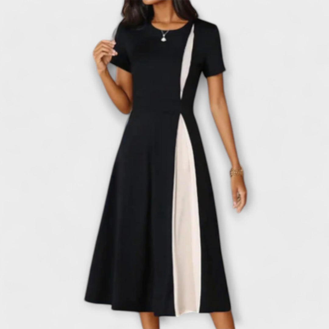 Diana - Vestido Midi Negro Y Blanco