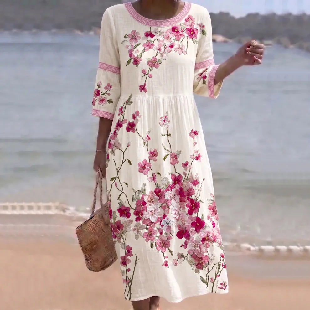 - VESTIDO MIDI ESTAMPADO SAKURA VINTAGE