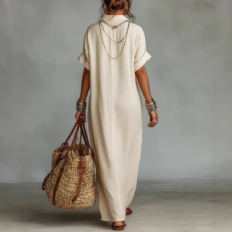 VESTIDO MAXI BOÉMIO MULHER DECOTE EM V ESTAMPADO