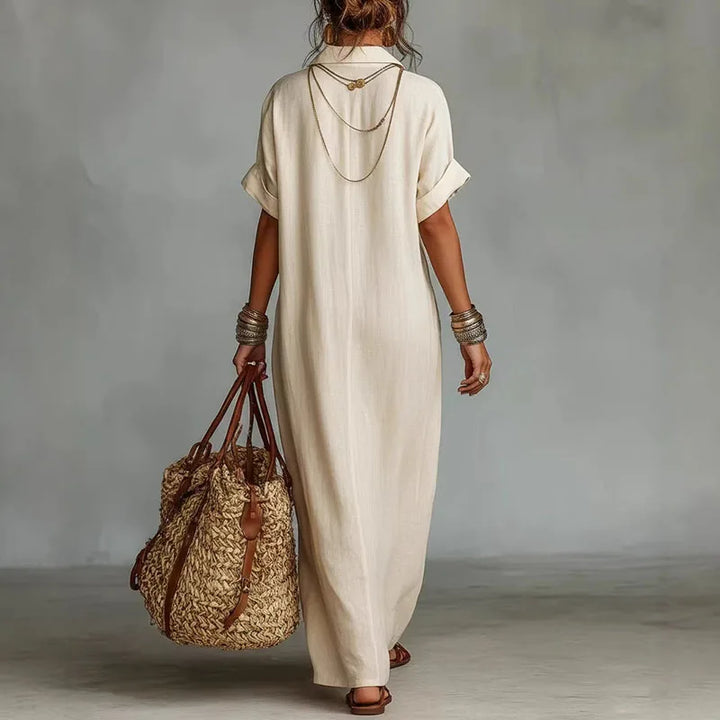 VESTIDO MAXI BOÉMIO MULHER DECOTE EM V ESTAMPADO