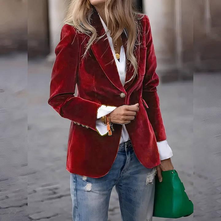 Alise - Elegante Blazer De Terciopelo Ajustado Para Mujer