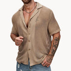 Camisa de manga corta - malla hueca transpirable para hombre