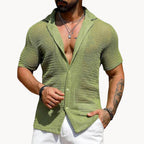 Camisa de manga corta - malla hueca transpirable para hombre