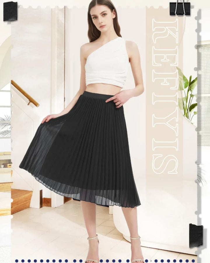 EMMA | PLEATED MAXI SKIRT IN MUSLIN WITH ELASTIC WAIST