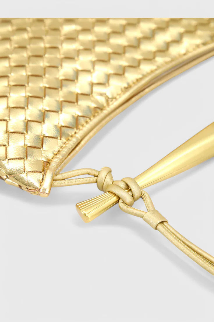 Mala Tiracolo Gerda Woven com Alça Dourada