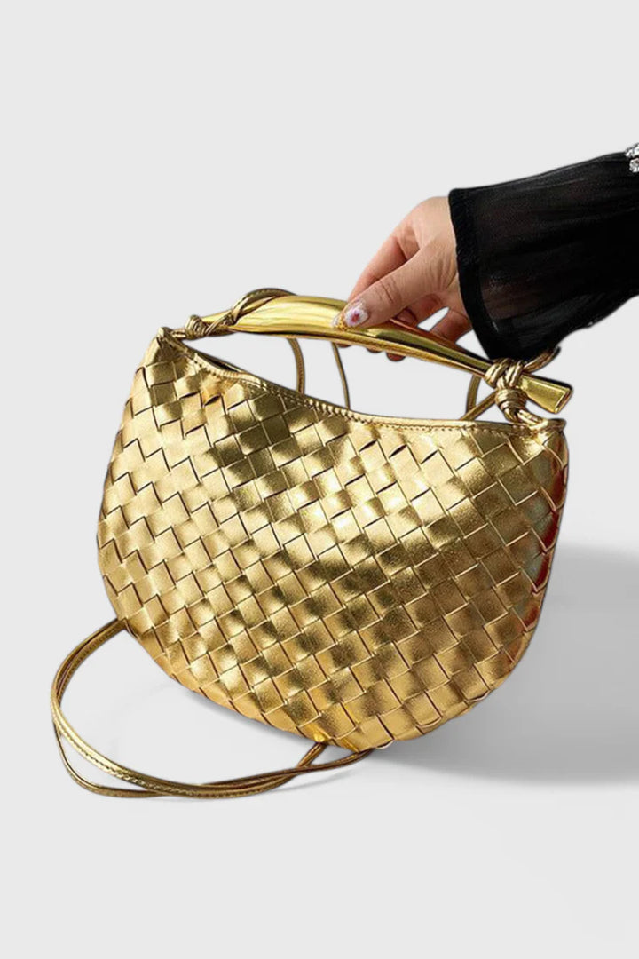 Mala Tiracolo Gerda Woven com Alça Dourada