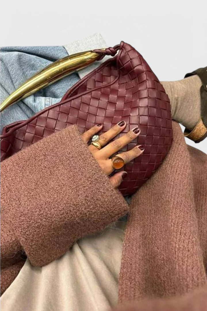 Mala Tiracolo Gerda Woven com Alça Dourada
