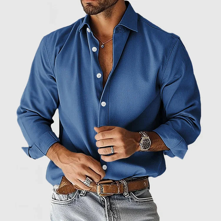 Camisa de Vestir em Mistura Suave - Corte Simples