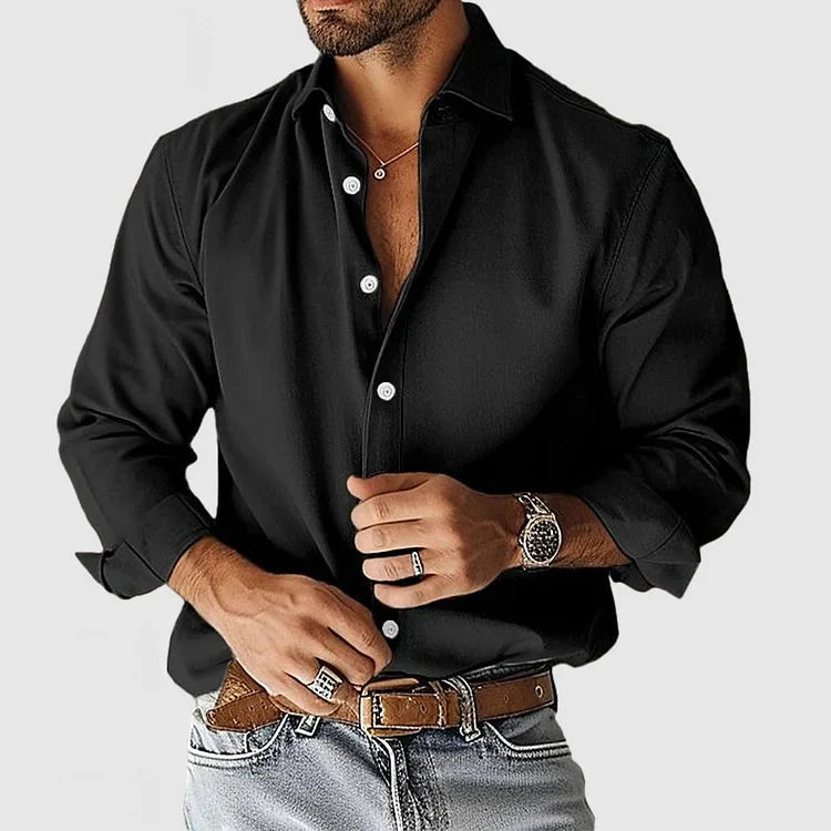 Camisa de Vestir em Mistura Suave - Corte Simples