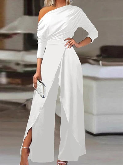 Adriana - Women's One Shoulder Wide Leg Jumpsuit