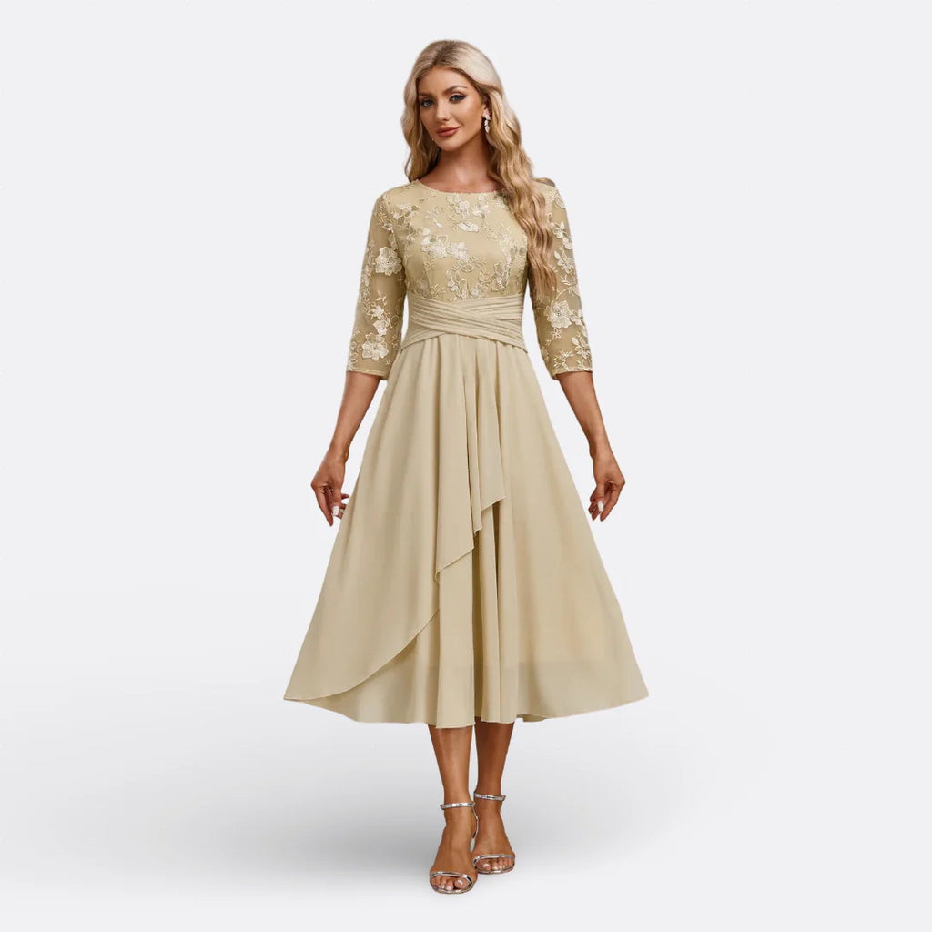 MARIANA - VESTIDO DE ENCAJE Y MANGA CORTA