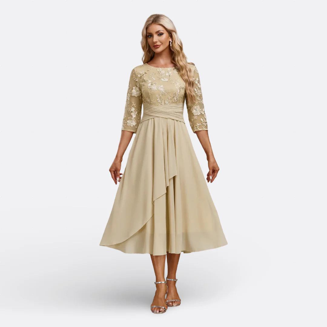 MARIANA - VESTIDO DE ENCAJE Y MANGA CORTA