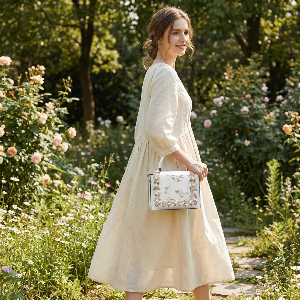 Susan | Bolso de mano para mujer con asa superior adornada