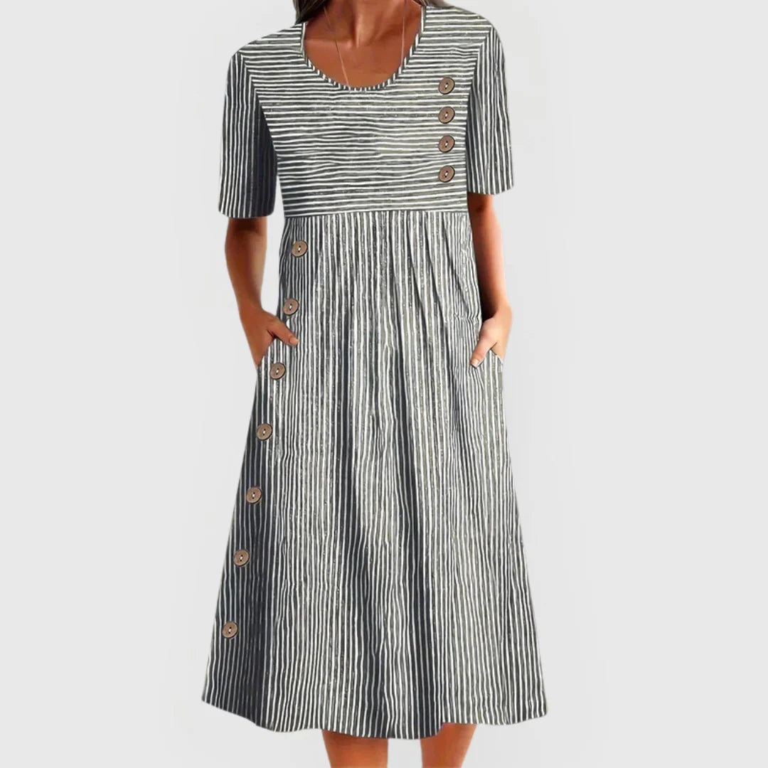 Sofia - Vestido Midi Transpirable De Rayas