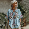 Camisa cómoda con estampado floral árbol de la vida para mujer
