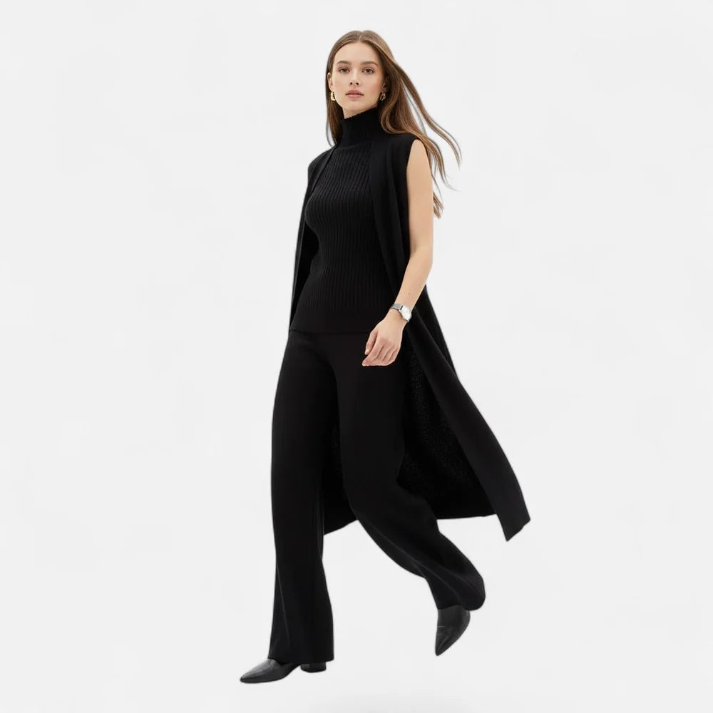 Eva | Three-Piece Knit Set: Vest, Cardigan, and Pants