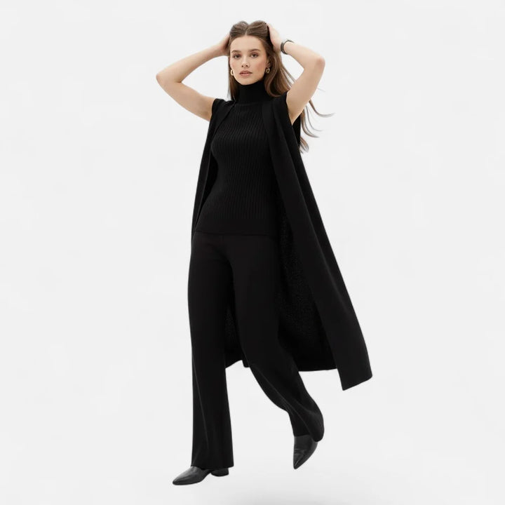 Eva | Three-Piece Knit Set: Vest, Cardigan, and Pants