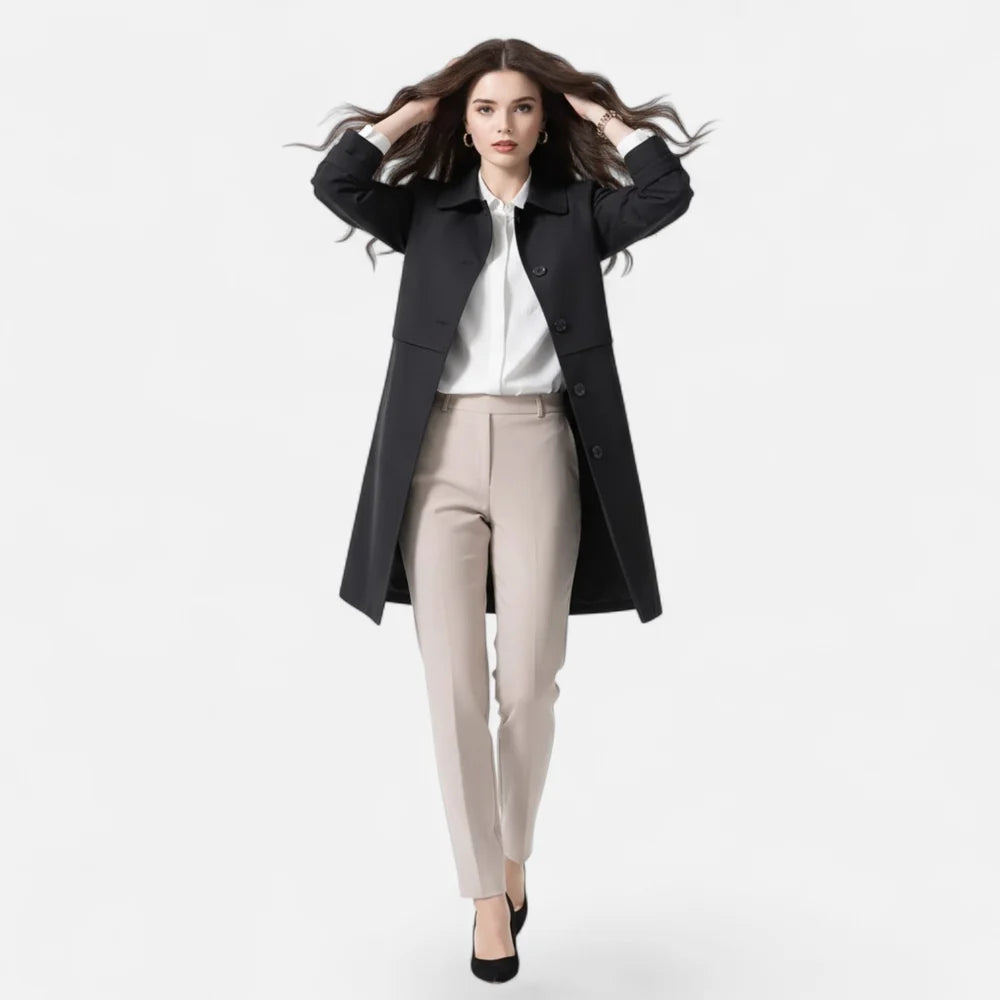 Victoria - Gabardina de Lã Mista de Comprimento Médio para Mulher