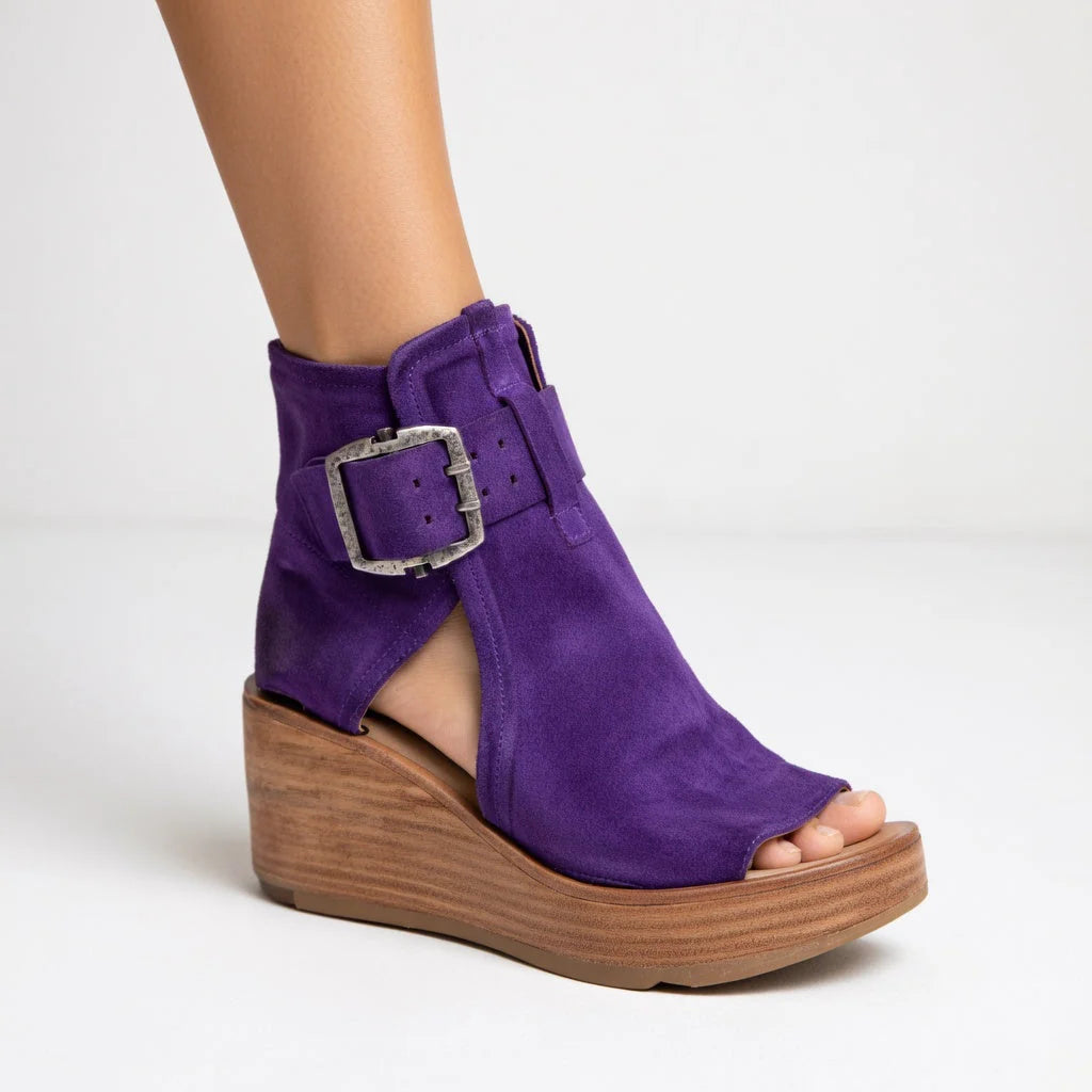 OLGA - BOTINES COMPENSADOS ABIERTOS ESTILO MODERNO