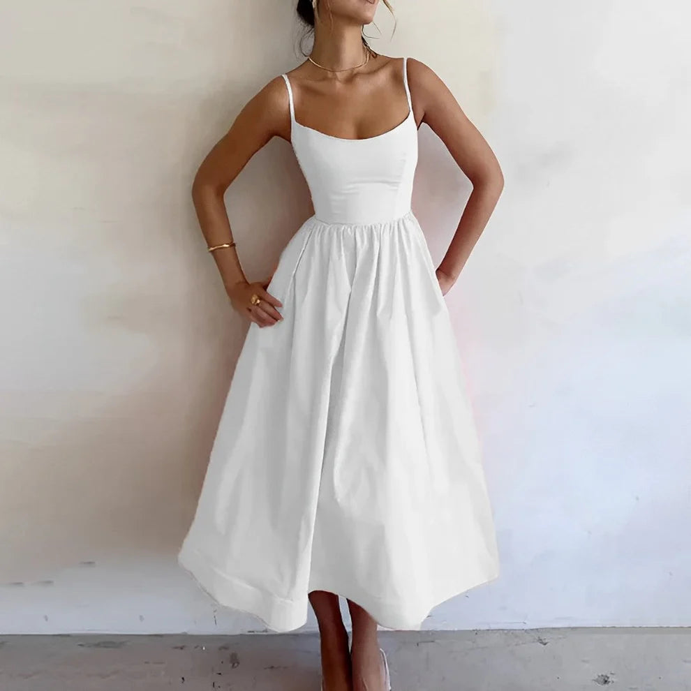 Fabiana | Vestido Con Tiras Finas Y Corte Fruncido