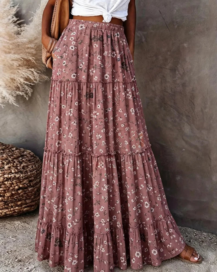 SIENNA | FEMININE FLORAL MAXI SKIRT – ELEGANT FLOWY HIGH-WAISTED LONG SKIRT