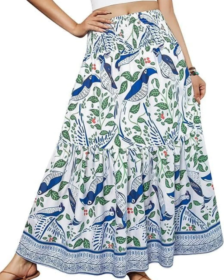 SIENNA | FEMININE FLORAL MAXI SKIRT – ELEGANT FLOWY HIGH-WAISTED LONG SKIRT