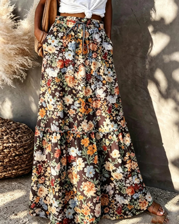 SIENNA | FEMININE FLORAL MAXI SKIRT – ELEGANT FLOWY HIGH-WAISTED LONG SKIRT
