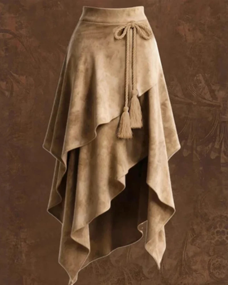 CELESTINE | ASYMMETRICAL SUEDE-EFFECT SKIRT WITH ELEGANT HIGH WAIST