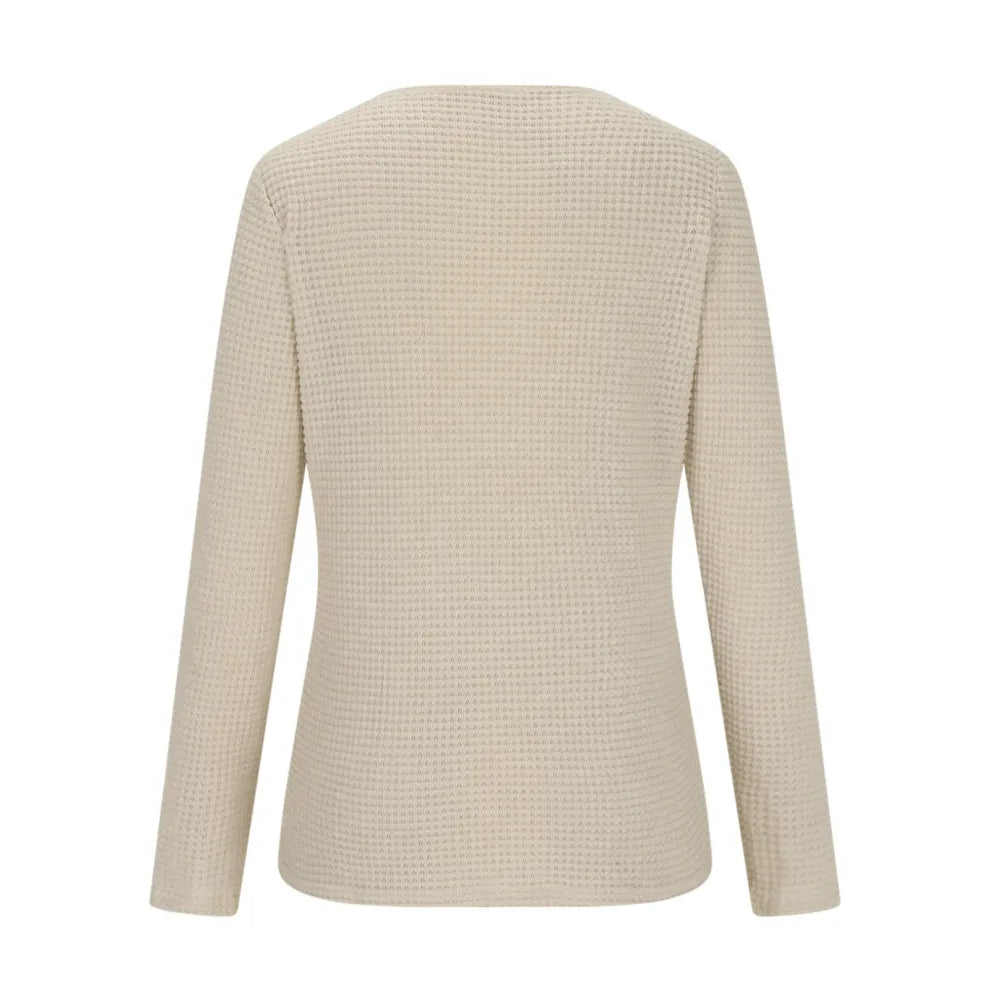 Top De Punto Gofrado Calado Con Encaje De Ganchillo Estilo Boho Para Mujer