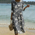 Vestido Floral Bohemio Vintage de Manga 3/4