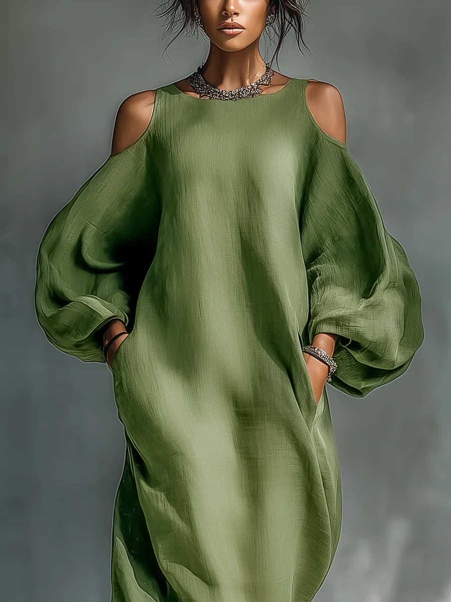 Susana | Vestido Maxi Fluido Com Ombros à Mostra