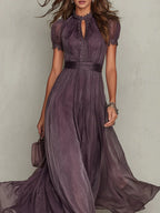 Flávia - vestido largo morado con escote