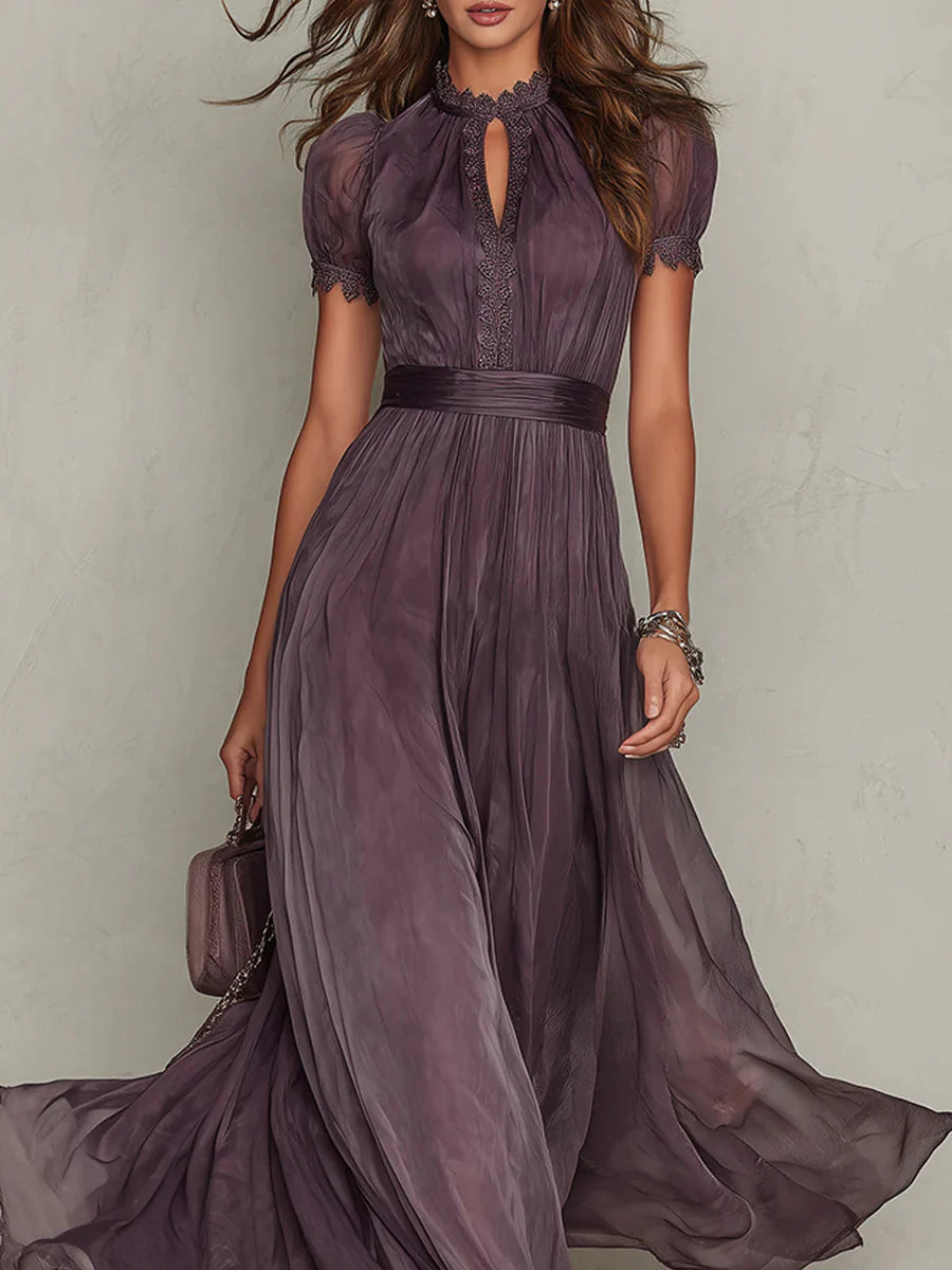 Flávia - vestido largo morado con escote