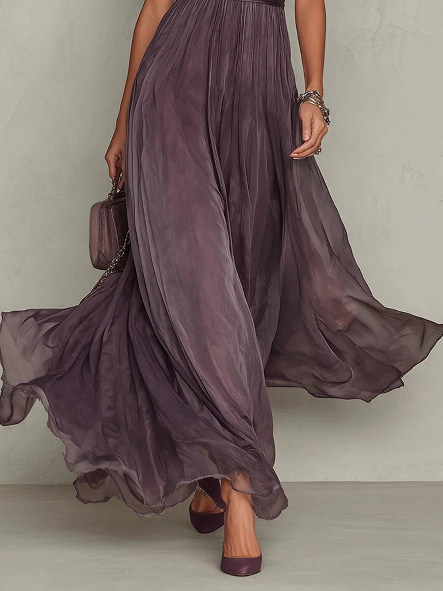 Flávia - vestido largo morado con escote